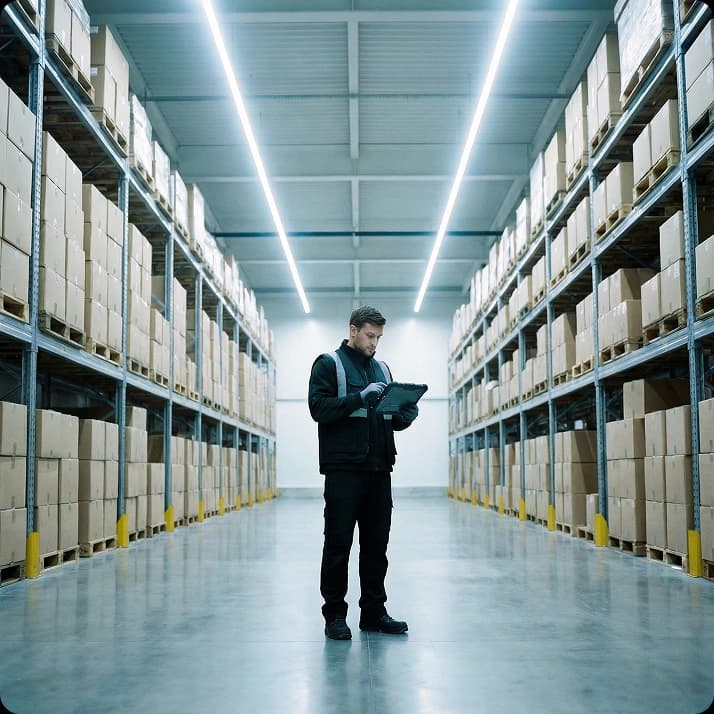 Warehouse worker using a tablet